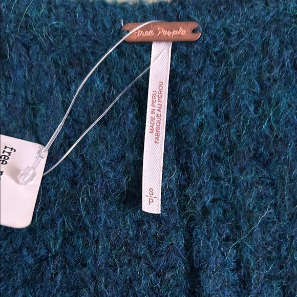 NWT Free People Moonbeam V-Neck Pullover Sweater in Blue Lagoon Size S - Picture 3 of 8